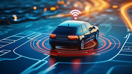 Automobile with gps tracking pulsing signal. A vehicle transmitting gps signal