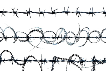 Abstract barbed wire silhouette isolated on transparent background	
