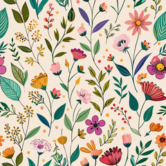 Floral seamless pattern vector illustration.