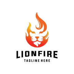Lion flame fire logo icon vector design graphic