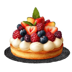 Bakery featuring a fruit tart with colorful fresh berries on top