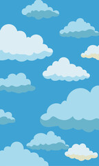 A beautiful seamless pattern of fluffy clouds in a clear blue sky