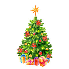 Christmas tree Decorated with Poinsettia