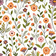 Floral seamless pattern vector illustration.