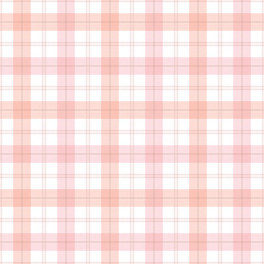 Pastel pink peach checkered pattern, plaid fabric background vector.