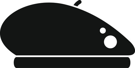 Simple vector icon of a classic black french beret hat, a symbol of french culture and fashion