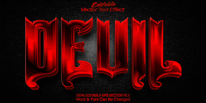 Devil  Vector Text Effect Editable Alphabet Demon Horror Scary Black Red