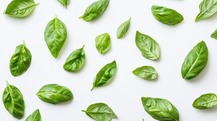 Obraz premium Fresh Basil Leaves Pattern