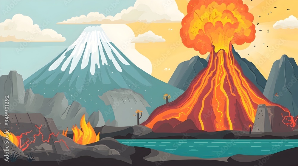 Poster detailed infographic summarizing the geological processes of tectonic plate movement collision and s