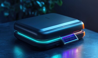 AI-powered document scanner, compact design with seamless integration, 3D illustration