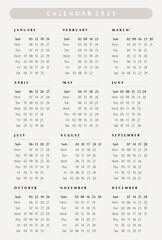Calendar 2025 Starting with Sunday Dates Format