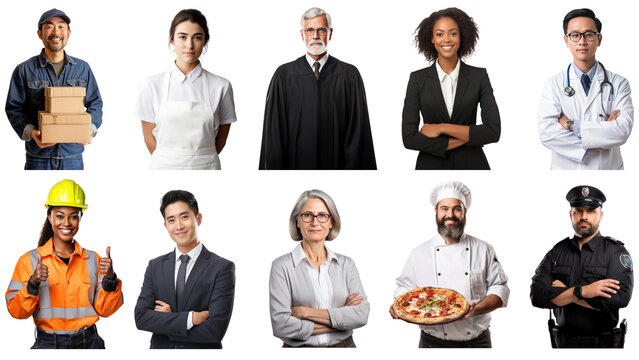 PNG profession people element set, transparent background