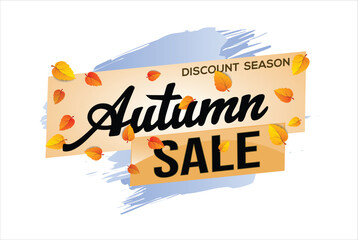 autumn sale word text concept icon logo sign symbol vector note mega shopping style for use landing page, template, social media, web, mobile app, poster, banner, flyer, background, gift card, coupon

