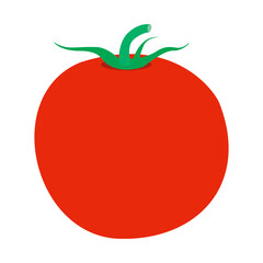 Red Tomato With Green Leaf Cartoon Illustration