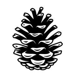 Black and White Pine Cone Vector Illustration