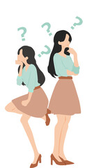 考え事をする女性のイラスト