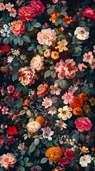 Fototapeta premium A lush and vibrant floral pattern illustration poster background
