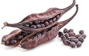Carob pods isolated on white background.