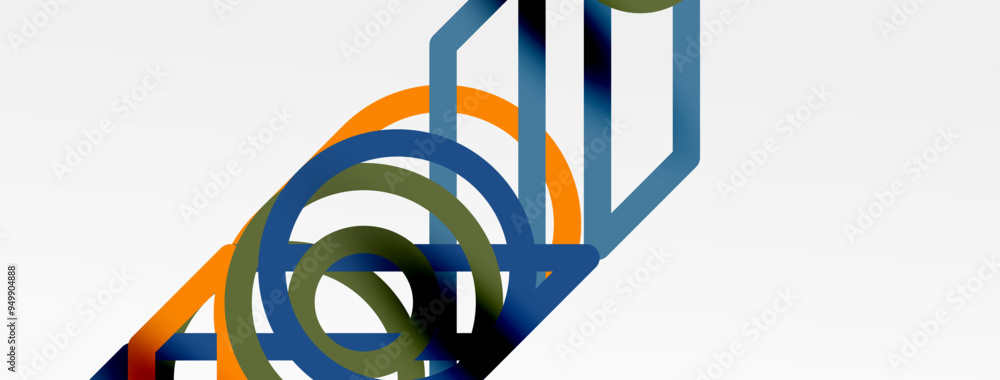 Poster abstract background - colorful circle lines technology or business digital template