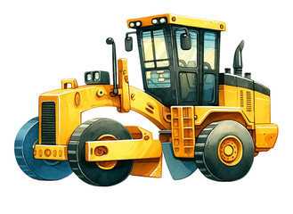 Fototapeta premium style painting of a motor grader, designed in a playful 