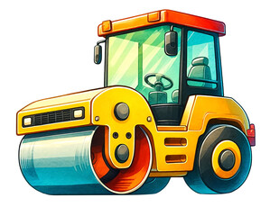 Naklejka premium painting of a road milling machine, designed in a playful 