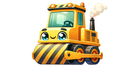 painting of a road milling machine, designed in a playful 