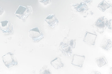 Top View ice cubes on transparent background, Bird's Eye Ice Cubes on Transparent Backdrop
