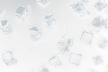 Top View ice cubes on transparent background, Bird's Eye Ice Cubes on Transparent Backdrop