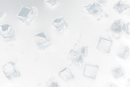 Top View ice cubes on transparent background, Bird's Eye Ice Cubes on Transparent Backdrop
