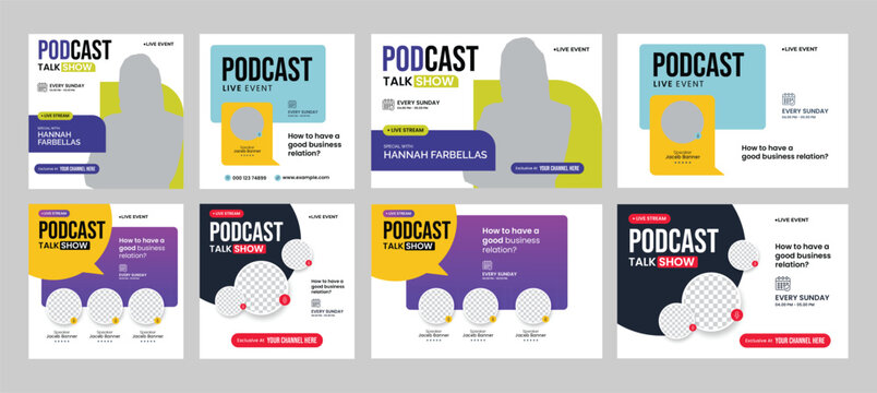 creative digital business podcast social media post webinar invitation web banner design template