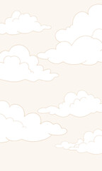 A beautiful seamless pattern showcasing white clouds on a beige background