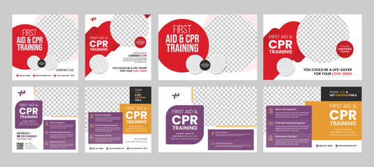 CPR training social media post web banner invitation template design