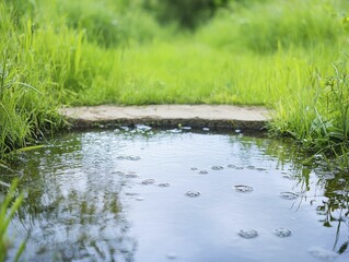 Obraz premium Contaminated water in a neglected pond, illustrating the consequences of pollution and the urgent need for purification