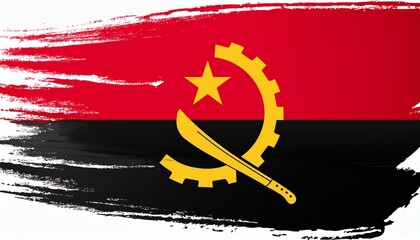 angola flag in abstract brush stroke style