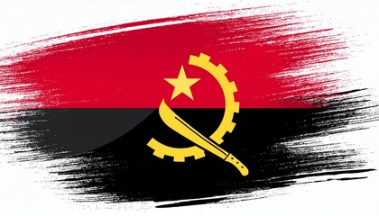 angola flag in abstract brush stroke style