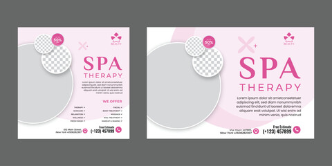 beauty and spa social media post design template, spa center web banner relax layout design  © Khanindra