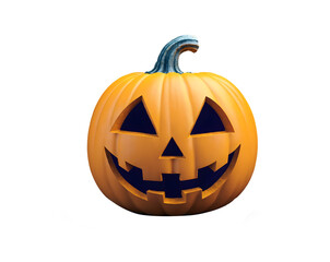 Halloween Pumpkin with a Carved Face Isolated on Transparent Background.