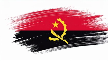 angola flag in abstract brush stroke style