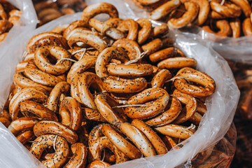 bagels at a market stall 