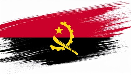 angola flag in abstract brush stroke style