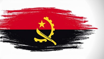 angola flag in abstract brush stroke style