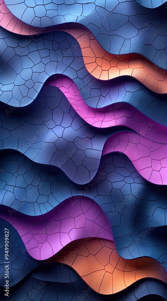 Poster 3d effect, techy design with geometric patterns
