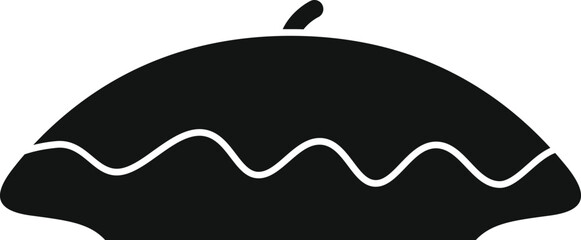 This is a vector illustration of a black french beret silhouette icon perfect for projects about france and french culture