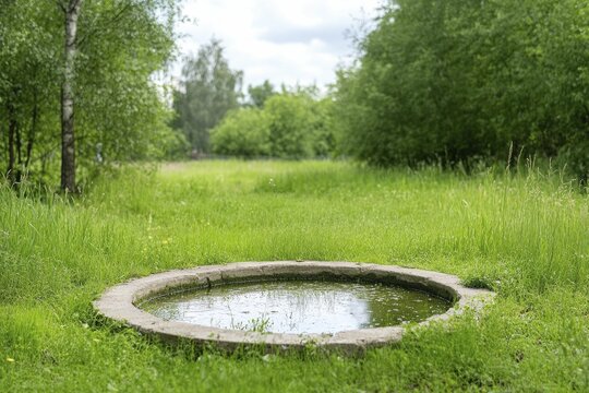 Septic tank overflowing in a neglected backyard, representing the risks of improper waste management and sanitation.
