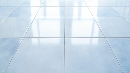 Fototapeta premium Immaculate tiles shimmering on a recently polished floor, showcasing the satisfaction that comes from dedicated cleaning endeavors.