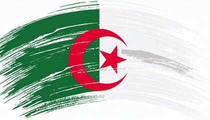 algeria flag in abstract brush stroke style