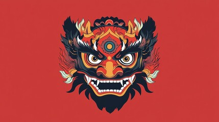 Fototapeta premium Chinese Dragon Mask Illustration