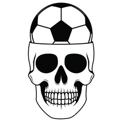 Football Skull illustration logo, soccer ball with skull