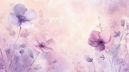 Set of soft pastel watercolor backgrounds with subtle floral accents in pink and lavender tones.
