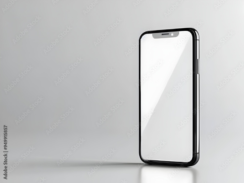 Poster clean smartphone icon symbolizing communication and technology on white background
